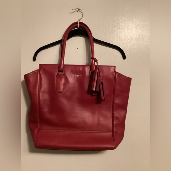 COACH Soft Leather Tote Bag with Tassels Sz L # leather # elegant - Picture 1 of 15